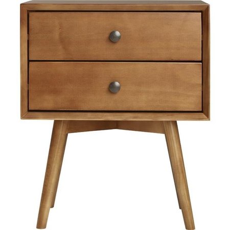 WALKER EDISON FURNITURE Walker Edison Furniture BR25MC2DCA Mid-Century 2 Drawer Solid Wood Night Stand; Caramel BR25MC2DCA